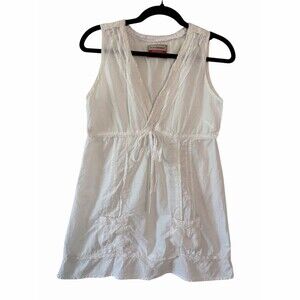 Vintage Blue Exchange Outfitters Blouse White Sleeveless V-Neck Lace Mini Size M